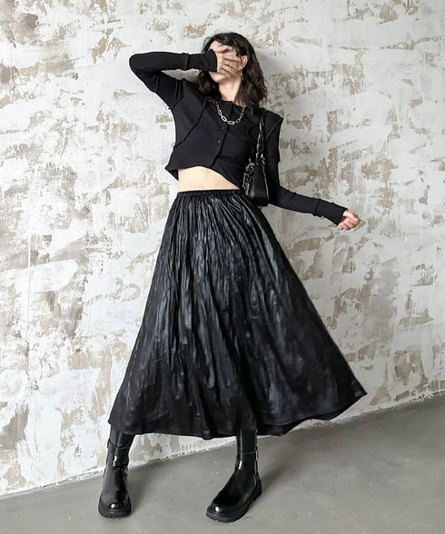 Crinkle Gloss Maxi Skirt